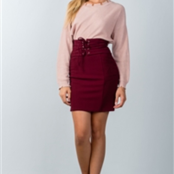 LACE UP PENCIL MINI SKIRT - Picture 4 of 4